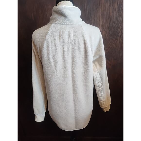 Abercrombie & Fitch Asymmetrical Snap jacket Fleece womens medium gray ivory - Picture 4 of 7